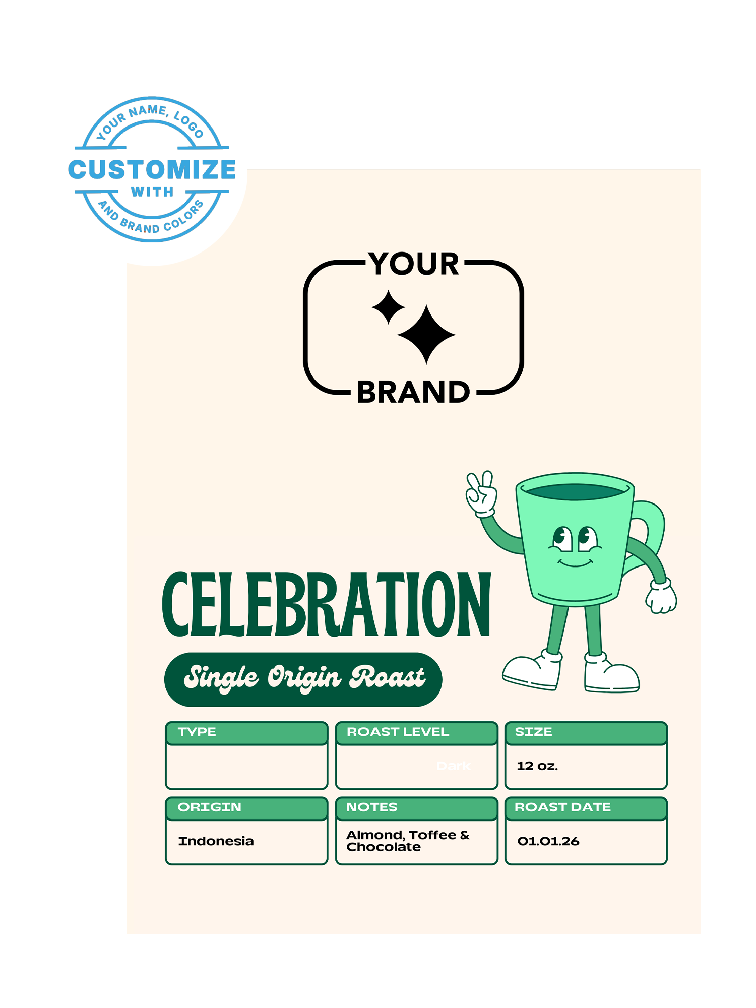 Custom Dark Roast Coffee, 12 oz. Bags (Choose Your Options)