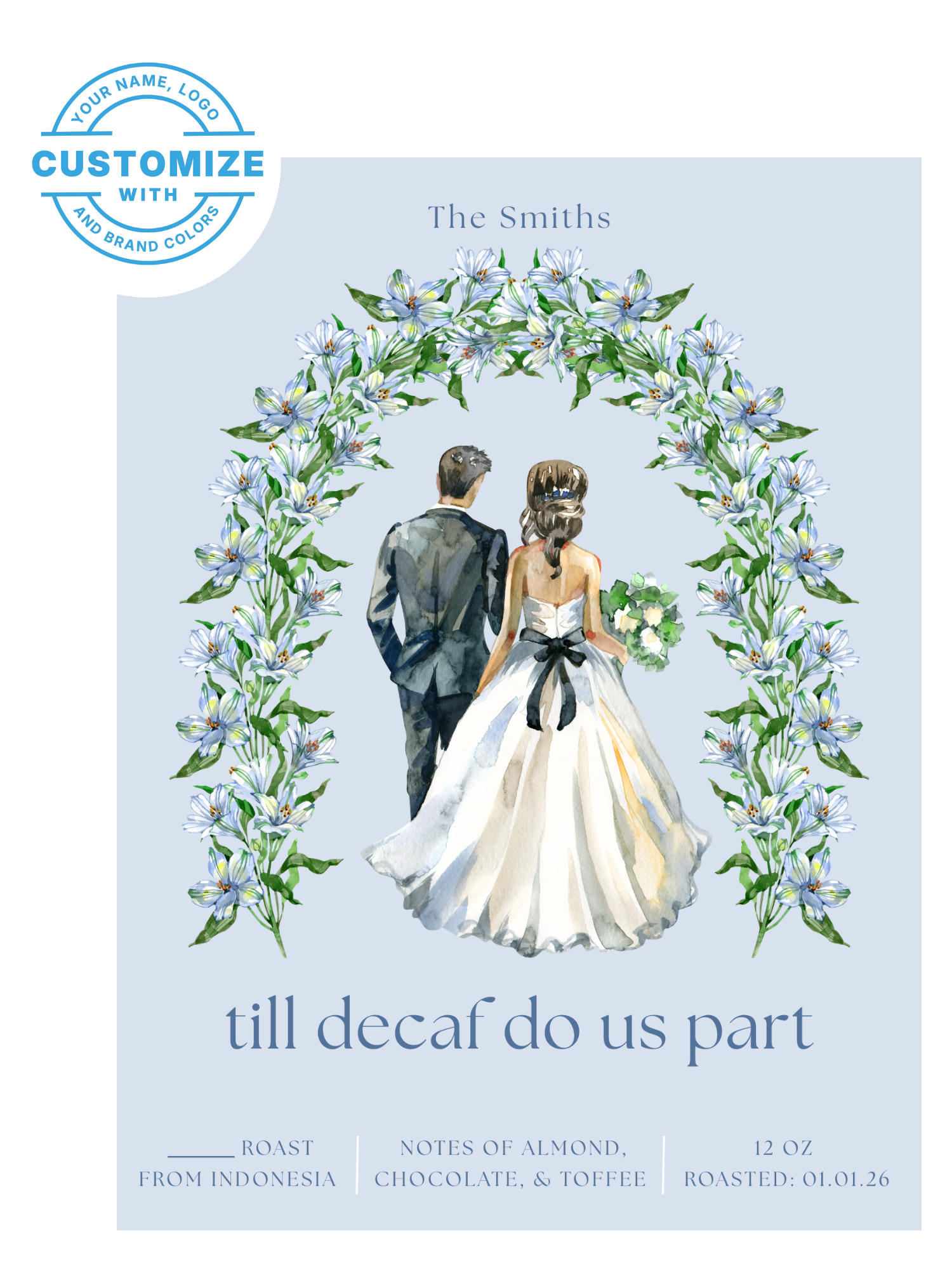 Custom Wedding Coffee, 12 oz. Bags (Choose Your Options)