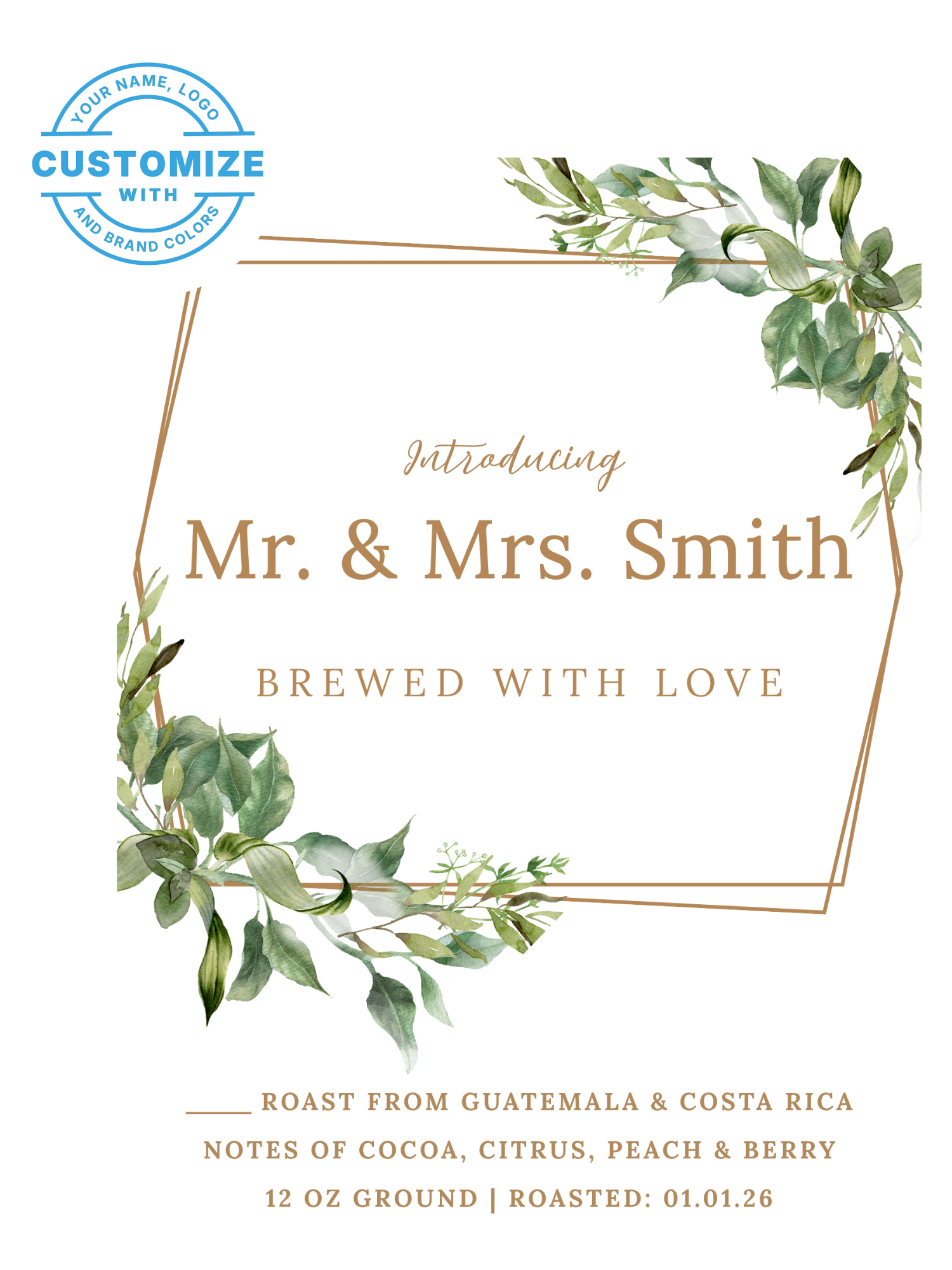 Custom Wedding Coffee, 12 oz. Bags (Choose Your Options)