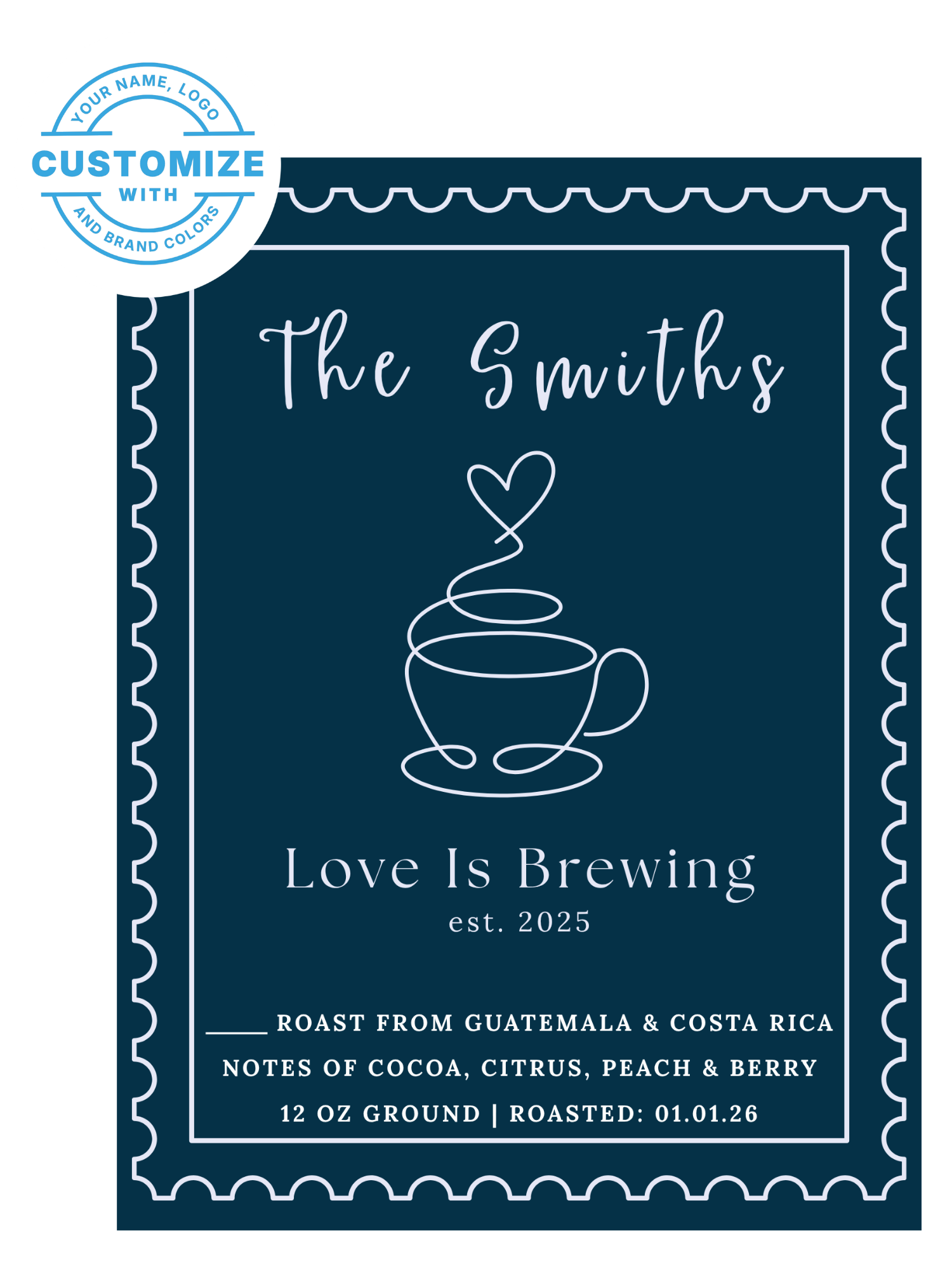Custom Wedding Coffee, 12 oz. Bags (Choose Your Options)