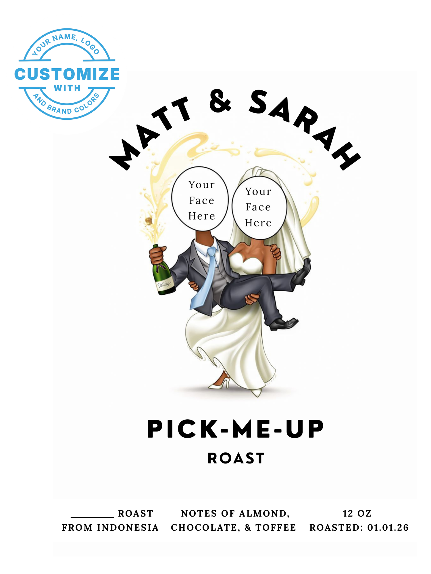 Custom Wedding Coffee, 12 oz. Bags (Choose Your Options)